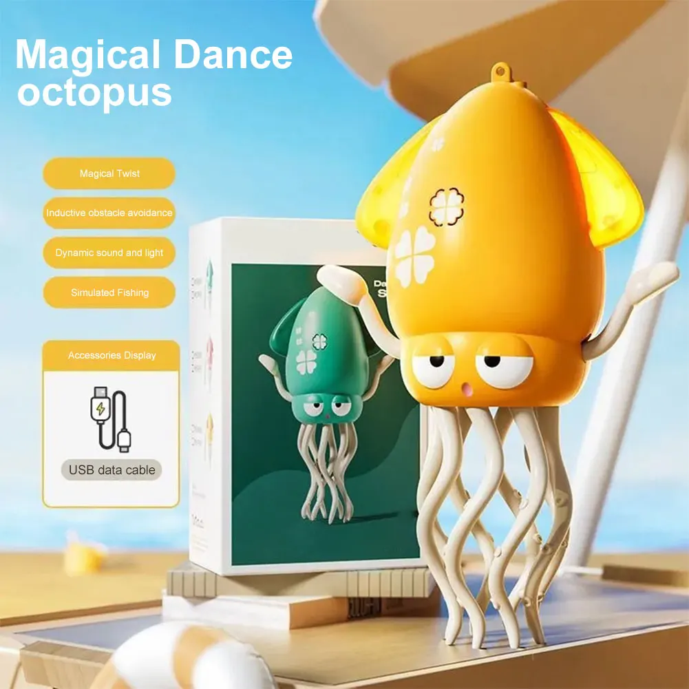 Pulpo bailando mascota electrónica con música y luz dibujos animados pulpo oscilante desarrollo interactivo juguete educativo en movimiento regalo para niños