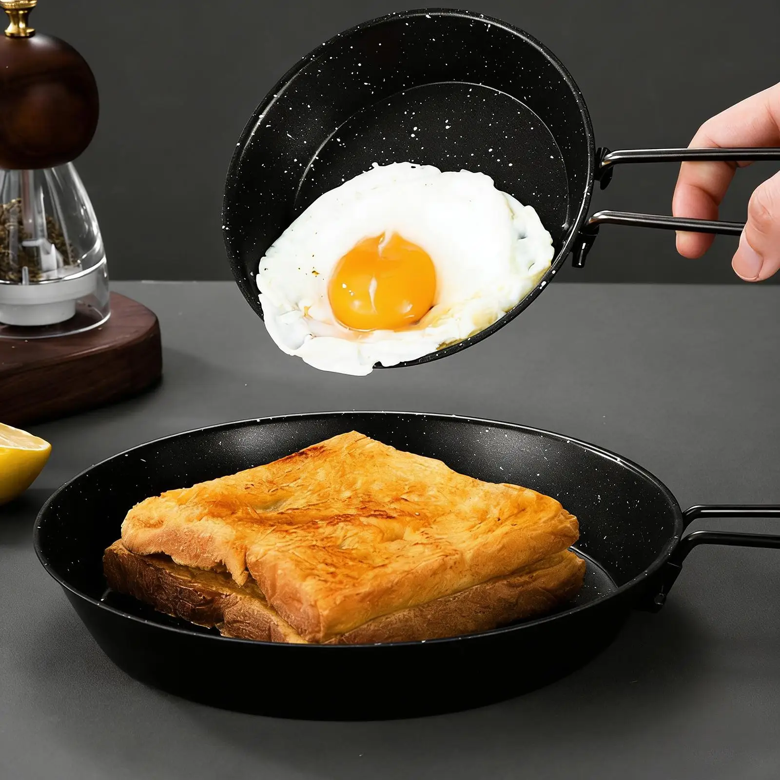 

Портативная складная сковорода для кемпинга из прочной нержавеющей стали с компактной ручкой, походная посуда для пикника и активного отдыха