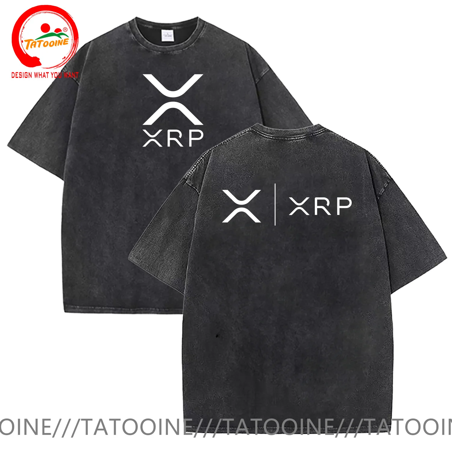 

Ripple Logo Shirt XRP Logo Crypto Coin Cryptocurrencies T Shirt Men Vintage Washed Cotton T-Shirt Fashion Trendy Casual Clothin