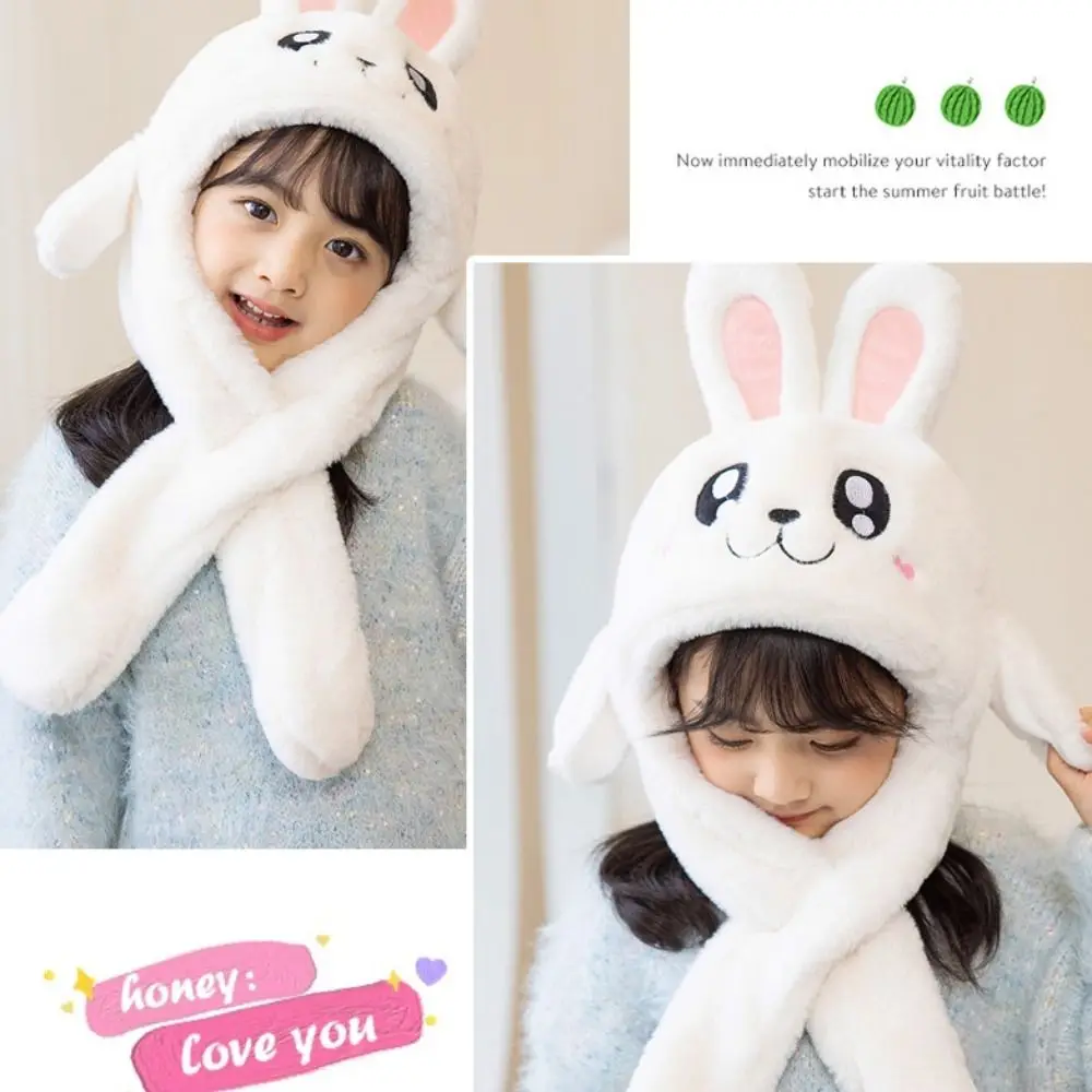 Chapeaux de lapin en peluche pour enfants, oreille de lapin en peluche, casquettes mignonnes, oreille de lapin mobile, chapeaux de saut, nouveauté créative, hiver