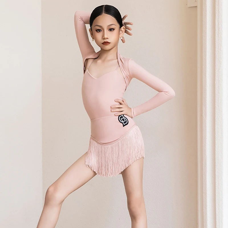 

Fashion Samba Rumba Practice Suits Girls Latin Dance Performance Costume Children'S Ballroom Dance Clothing Stage Wear DW10405