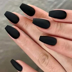 ARTAUG 24PCS Press On Nails Short Almond Black Press On Nails Full Cover Fake Nail Set Press On Acyrlic Nails Summer Nails