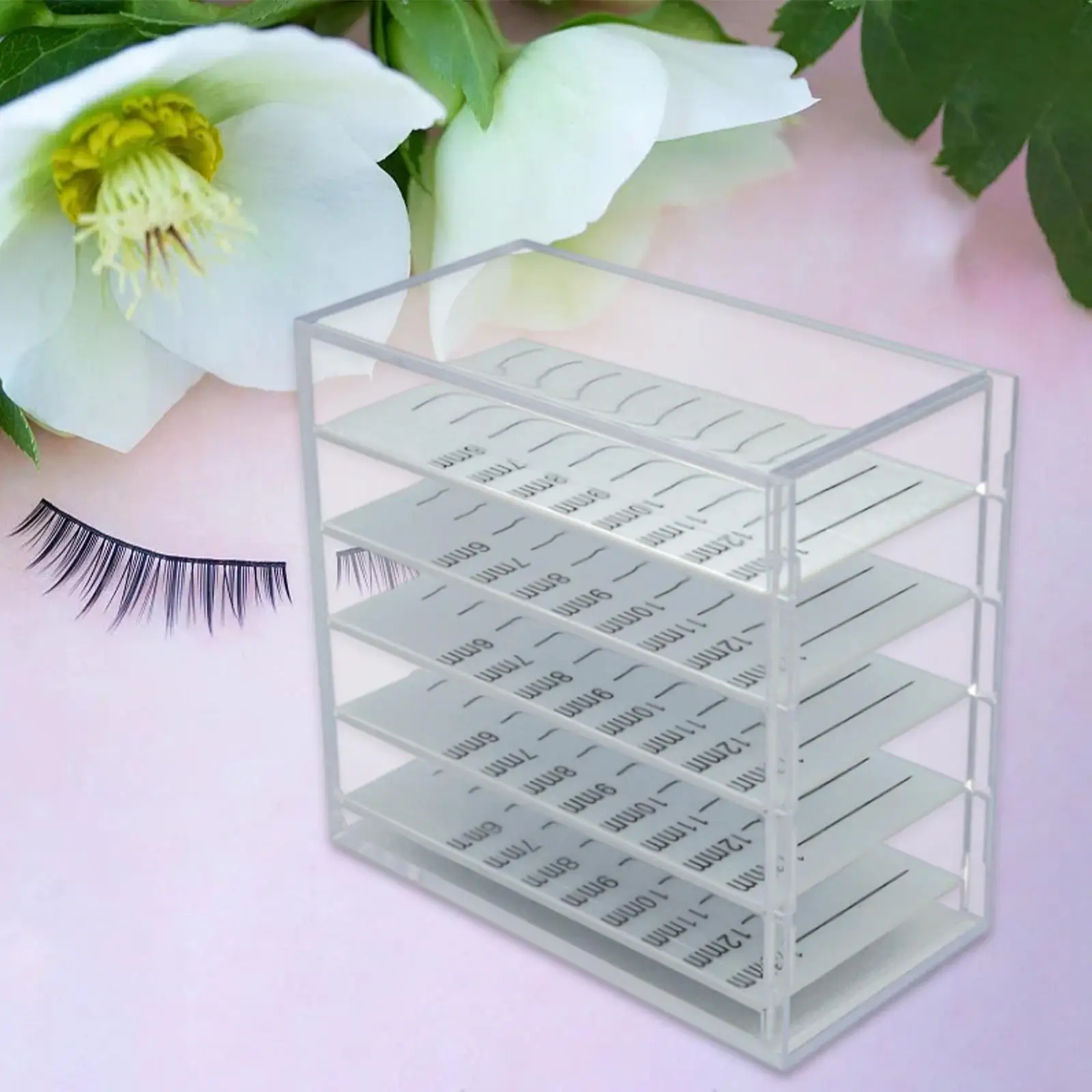 2 x Aufbewahrungskoffer für Wimpernverlängerung, 5 Schichten, Organizer für falsche Wimpern, professionell, Weiß