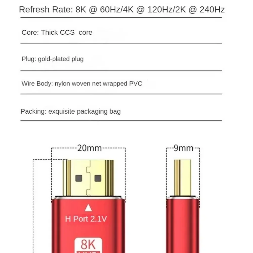 1M 1.5M 2M 8K HDTV Cable for Xiaomi TV Box PS5 Ultra High Speed Compatible 8K@60Hz HDTV 2.1 Cable 48Gbps eARC Dolby Vision