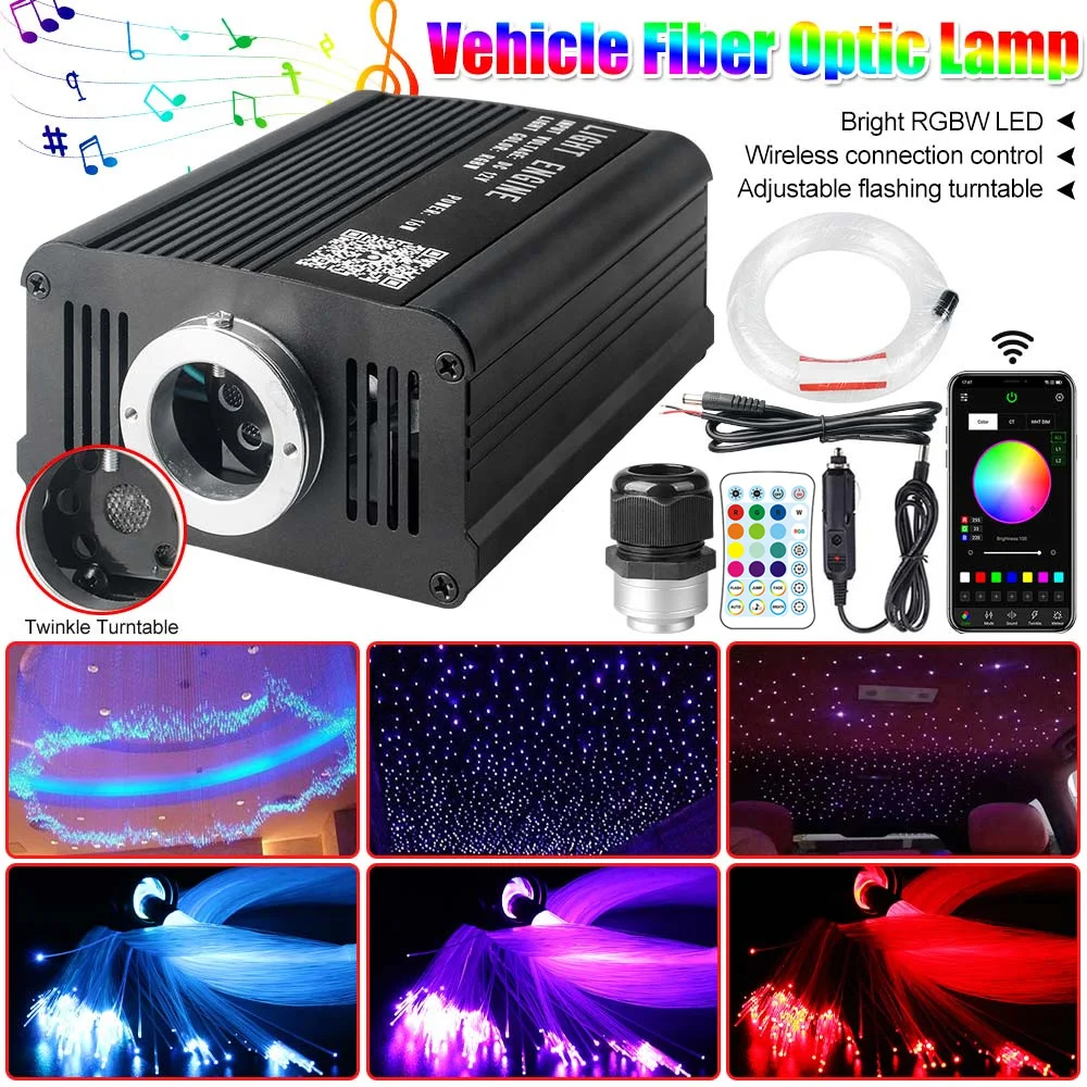 Starlight Headliner Kit 550/500pcs – 16W RGBW Fiber Engine, Twinkle, App Control, Music Sync, Easy Install for Car & Home