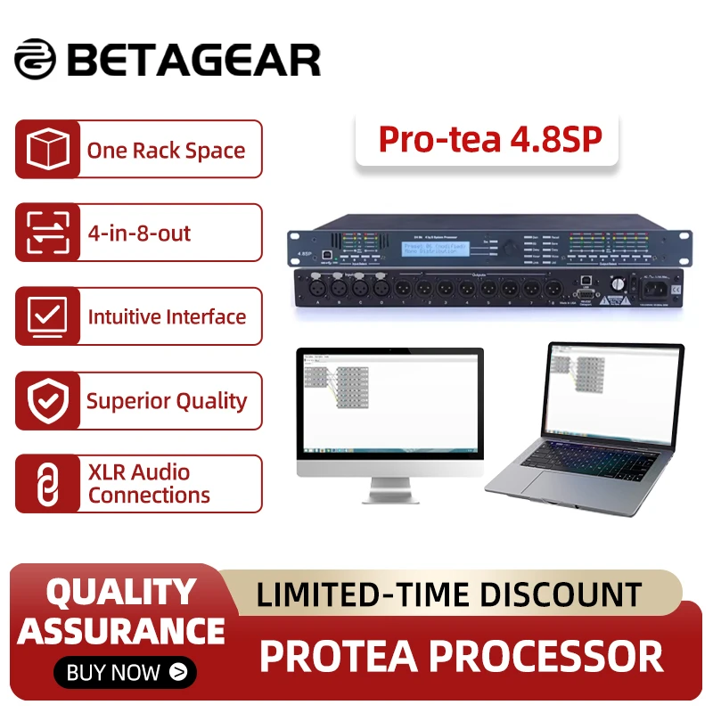 

Betagear 4.8SP 4Input 8Output Protea Processor Loudspeaker Processador De audio Professional Audio Processeur Speaker Management