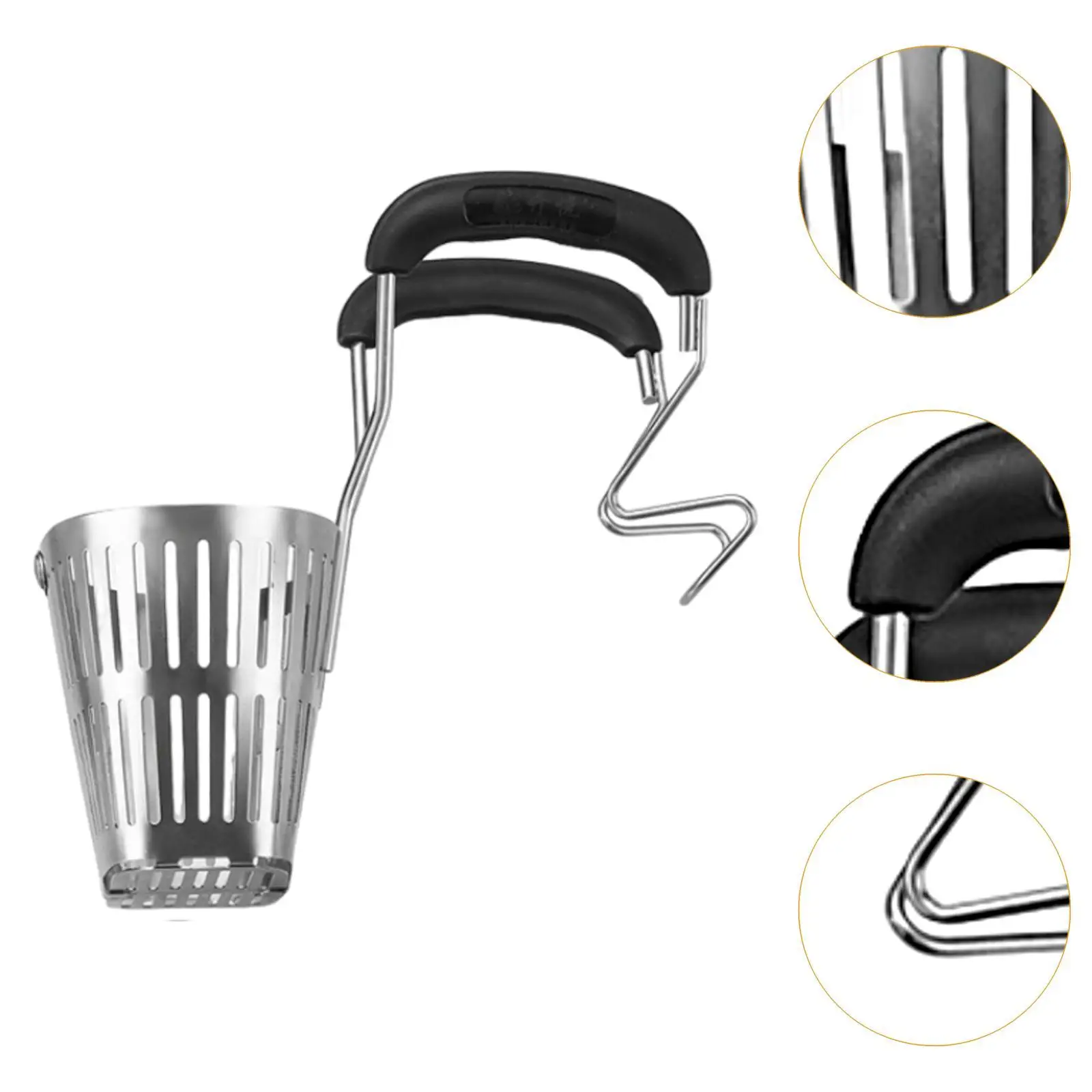 Steel Slotted Spoon with Dense Holes for Hot Pot Pasta Strainer Kitchen Cooking Hook Handle