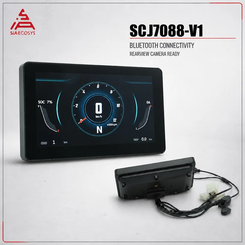 SiAECOSYS SCJ7088-V1 Intelligent Speedometer Digital Odometer Dashboard for High Speed Electric Motorcycle Scooter Waterproof EV