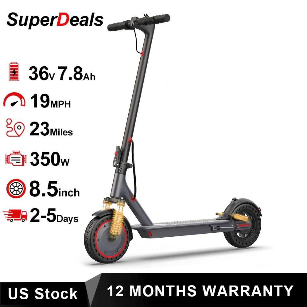 8.5'' Solid Tire Electric Scooter 350W 19mph Max Speed APP Smart Control Dual Suspension 23miles Max Range For City Commuter