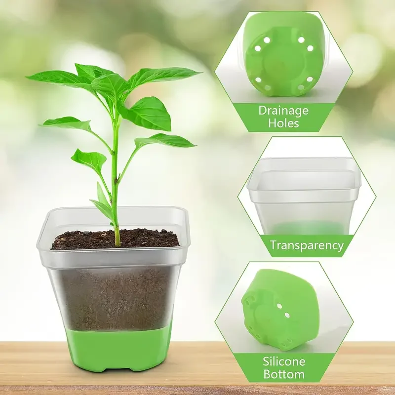 30 PCS 3.1 inch Reinforced Clear Nursery Pots , Plant Nursery Pots with Silicone Base for Easy Transplant