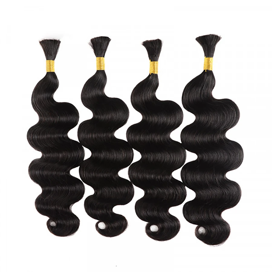 Extensions de cheveux humains bouclés brésiliens pour tresses Boho, vague de corps en vrac pour tressage, sans trame, 10A