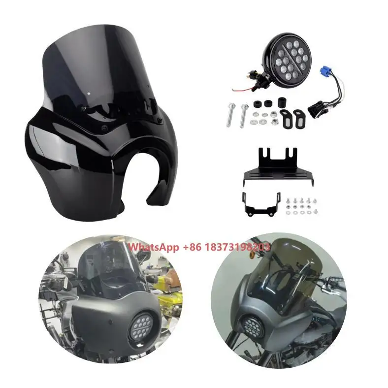 

Motorcycle Fairing Windshield With 5.75" LED Headlight Bucket for Harley Softail Low Ride S FXLRS 2020-2022