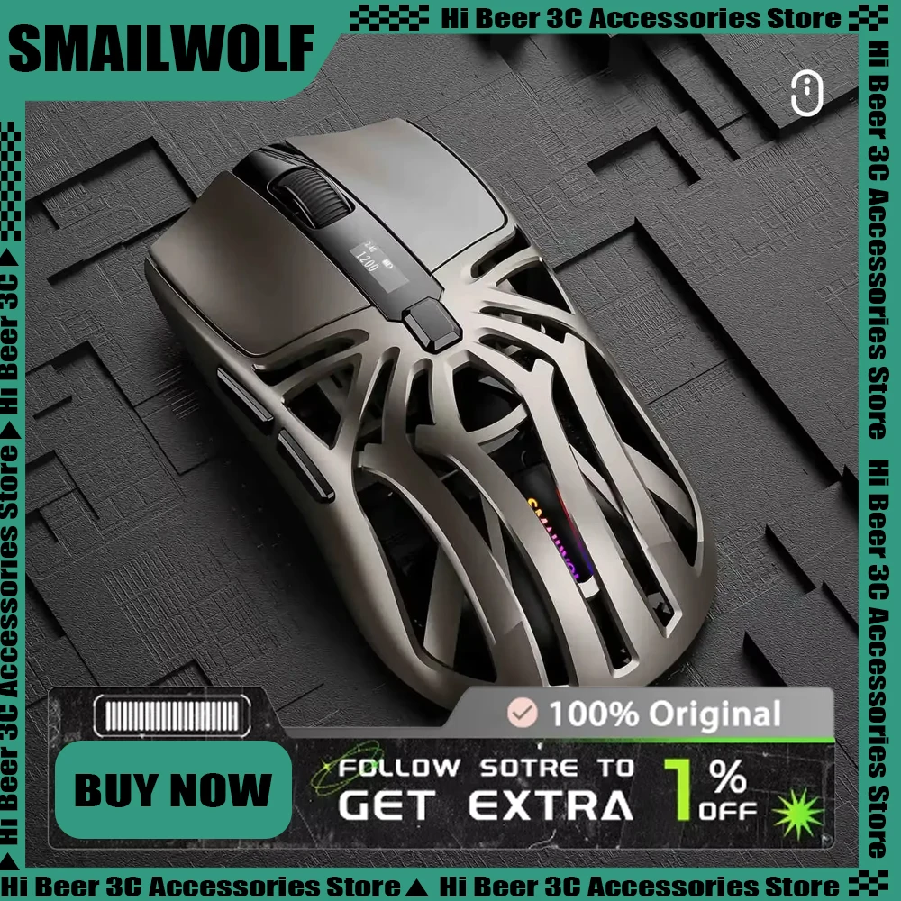 

Новый беспроводной экран мыши SMAILWOLF RS8, аккумулятор, дисплей, Bluetooth, 3 режима, длительный срок службы, игровая мышь для киберспорта, подарок на заказ