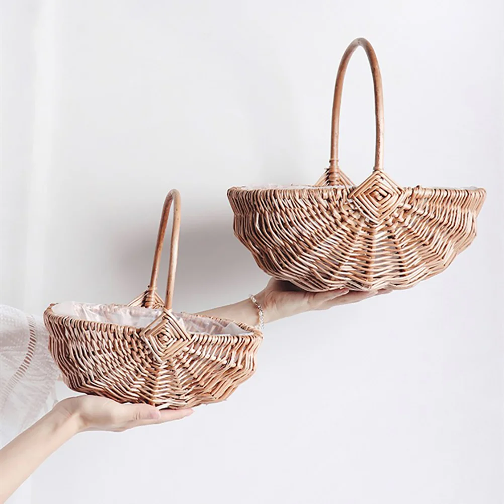 

1pc Handmade Woven Snack Serving For Home Storage Vegetable Bread Snack Serving Storage Basket Decor Natural Craft Basket