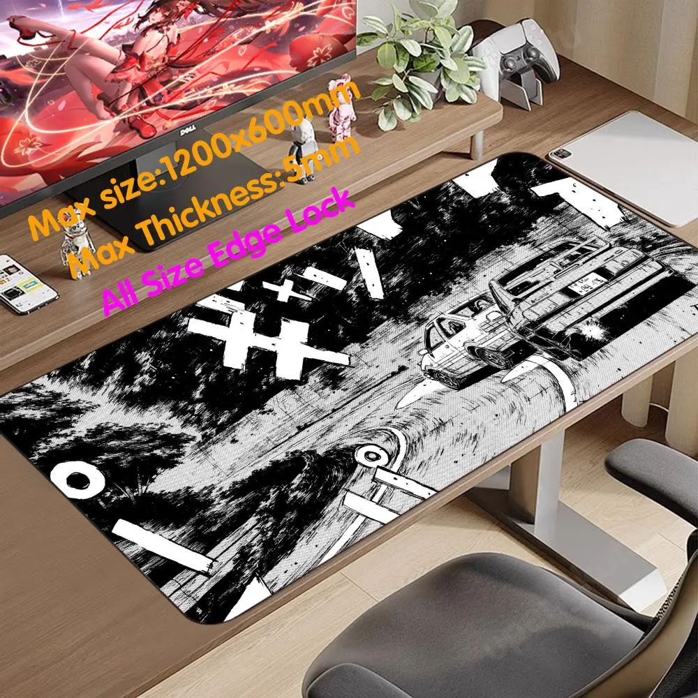 I_initial D Mouse Pad 1200x600 Mouse Pad Large Rug Pc Setup Accessories 5mm 3 mm Mouse Pad Thicking Super Big  Rubber Mouse Mat