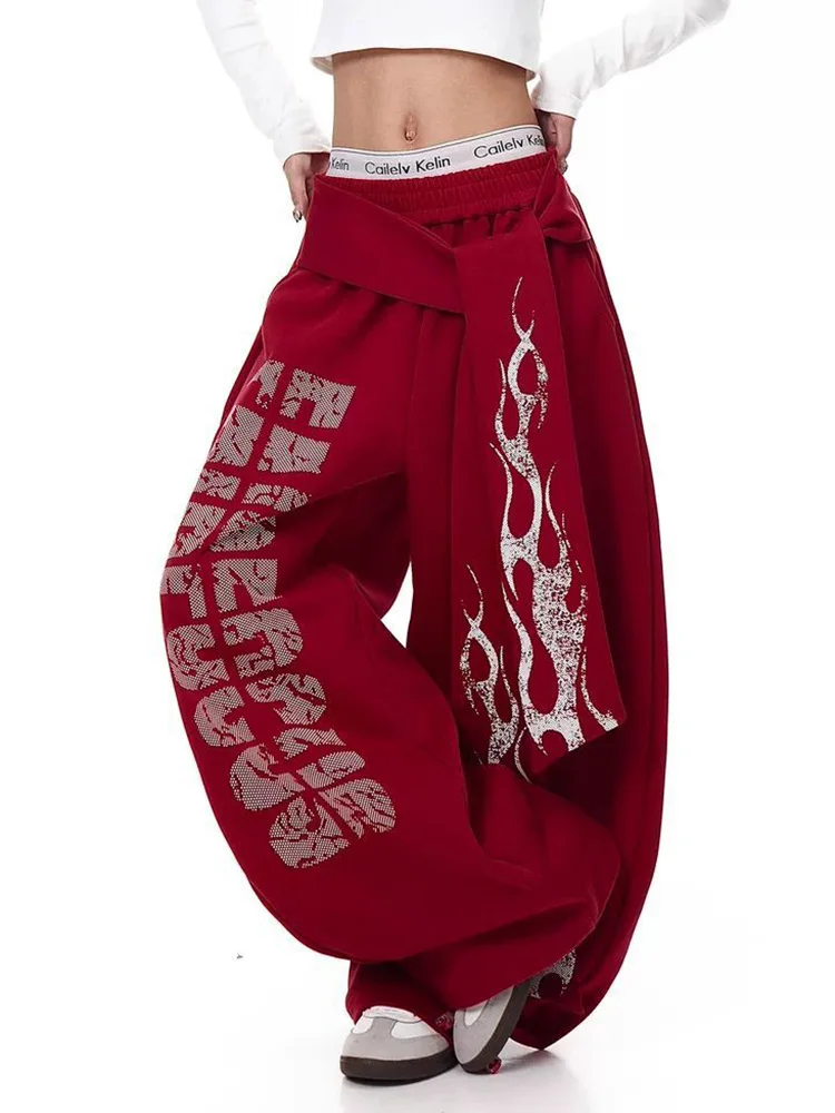 Belt Vintage Y2K Sweatpants Women Harajuku American Hip Hop Loose Wide Leg Pant Bf High Waist Vintage Spring Casual Trousers New 2 Belt Vintage Y2K Sweatpants Women Harajuku American Hip Hop Loose Wide Leg Pant Bf High Waist Vintage Spring Casual Trousers New 2