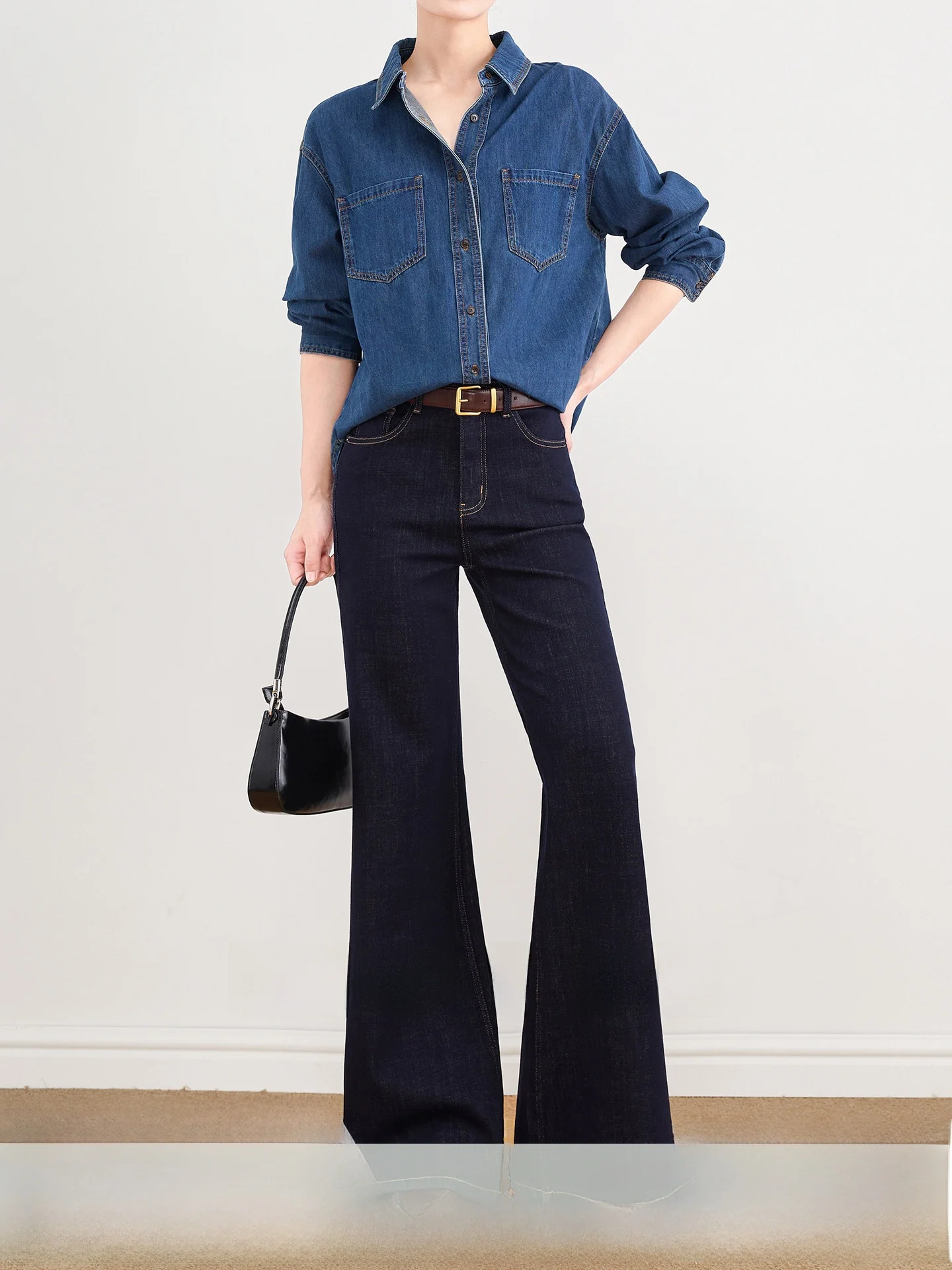 

Женские джинсы с высокой талией, расклешенные, из оригинального денима, модель Danning, хлопковые, эластичные, утягивающие, для повседневной носки, с эффектом потертости