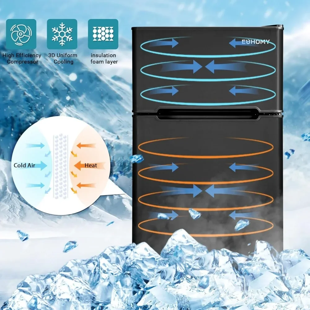 مع الفريزر، ثلاجة مدمجة 3.2 قدم مكعب مع فريزر، ثلاجة صغيرة ببابين مع فريزر، تستقيم للنوم،