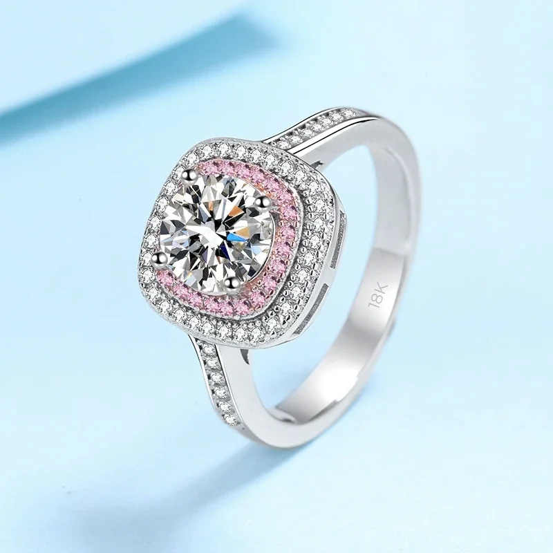 

Designer Jewelry 18K White Gold Circular Bead Women Style VVS1 D Color 1Carat Round Moissanite Diamond Wedding Rings for Fiancee