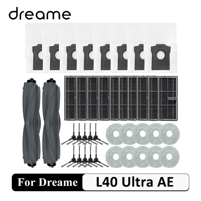 Repuestos para Aspiradora Robótica Dreame L40 Ultra AE / L40 Ultra CE/ L10s Ultra CE/ D20 Ultra: Cepillo Principal, Cepillo Lateral, Mopa, Filtros y Accesorios