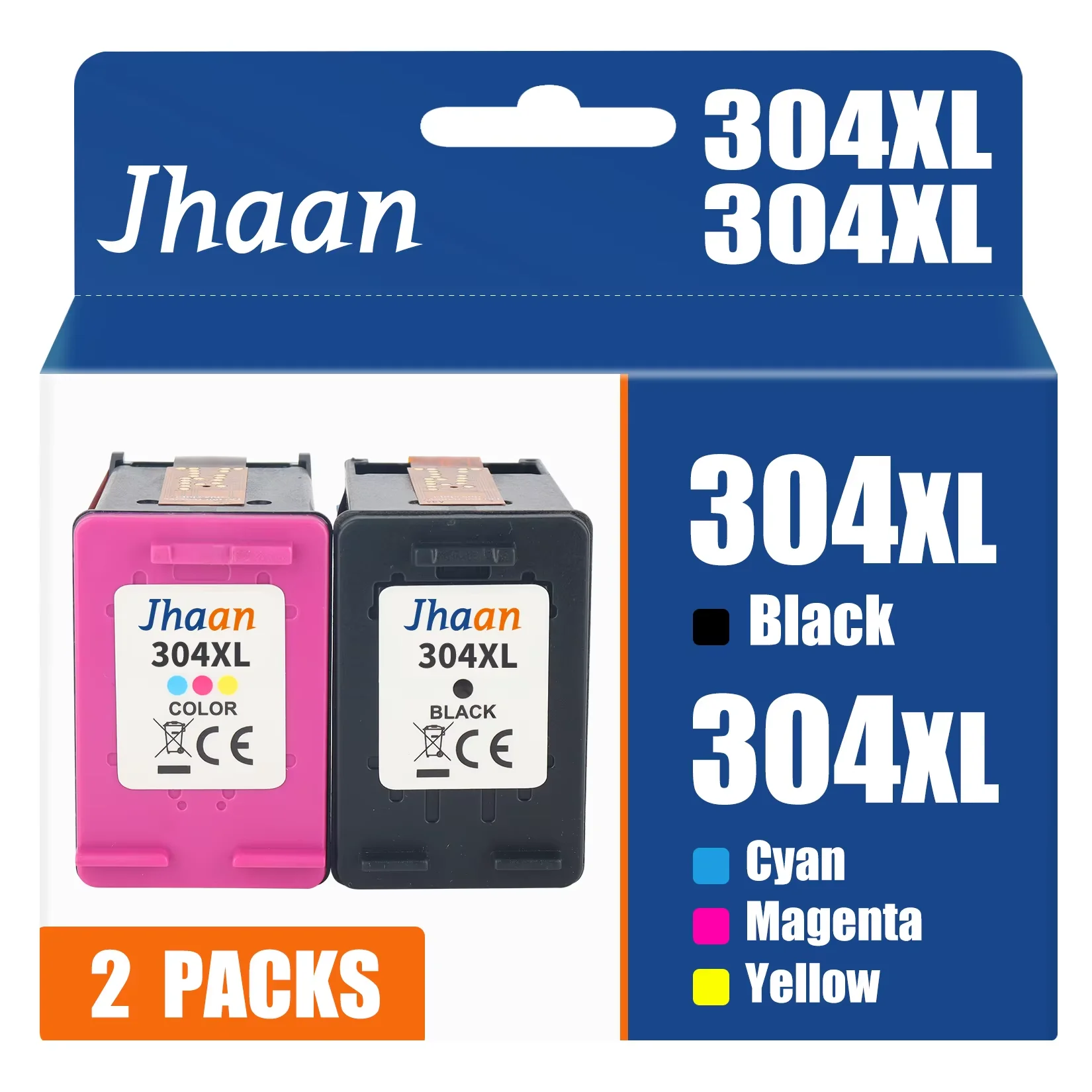 Jhaan 304XL-Multipack-2P Tintenpatronen kompatibel mit HP 304XL für Envy 5000 5010 5020 5030 5032 5050 DeskJet 2600 2620 2622 – Detail 1