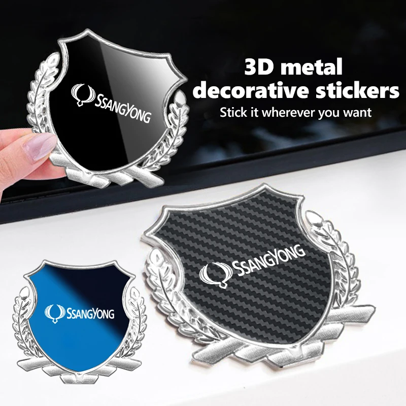 3D Metal Car Side Body Trunk Stickers Emblem Badge Decal Accessories For SsangYong Musso Korando Rexton Torres Kyron 2 Sanka