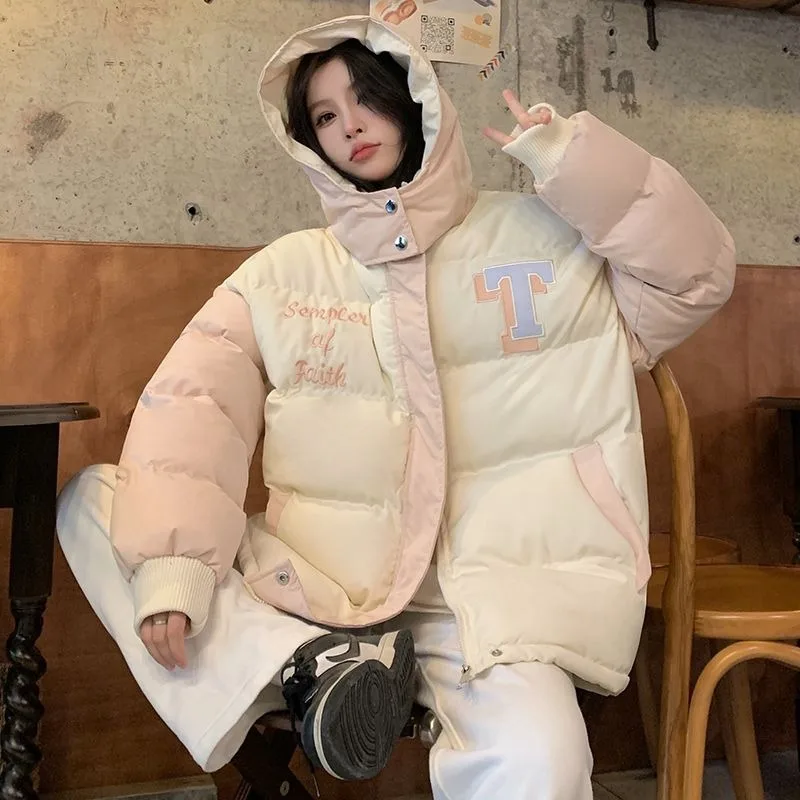 2023 New Women Down Cotton Coat Winter Jacket Female Mid Length Version Parkas Loose Thick Warm Outwear Hooded Niche Overcoat