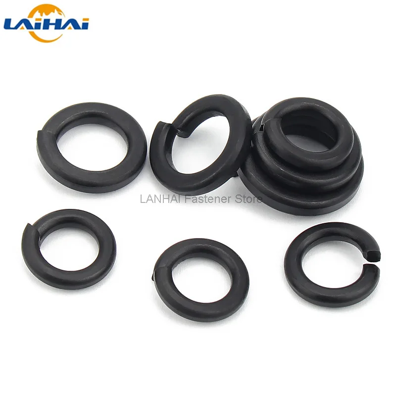 5/10/25/50pc M2 M2.5 M3 M3.5 M4 M5 M6 M8 M10 M12 - M24 DIN127 GB93 Black Grade 8.8 Steel Spring Washer Split Lock Elastic Gasket