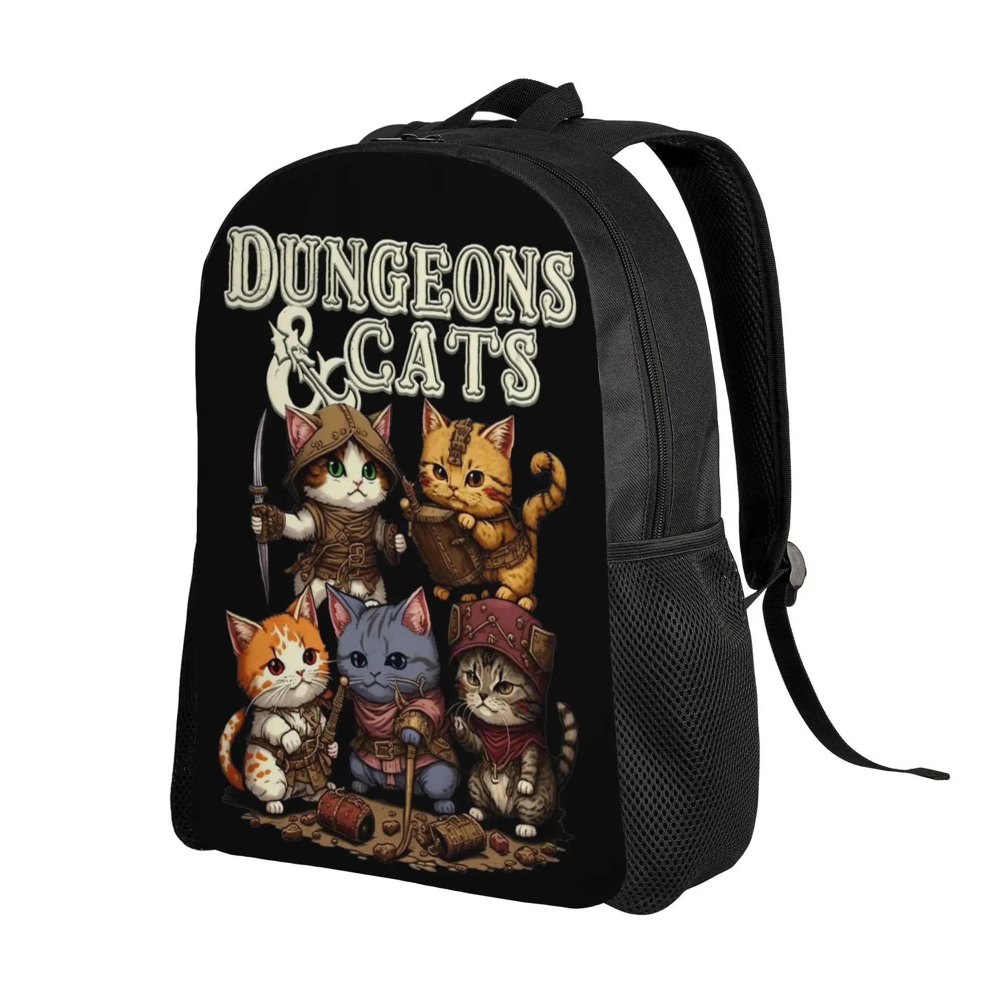 Dungeon Dragon Cats  Backpack for Men Women Cool High School Business Daypack Laptop Computer Canvas Bags Gift