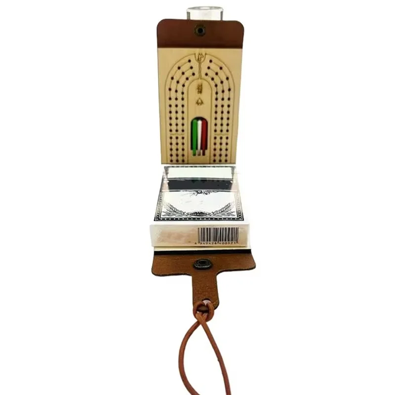 

ABWE-складной набор настольных игр Cribbage, забавная настольная игра с деревянной доской, чехол из искусственной кожи, классическая игра в криббеж с полной палубой