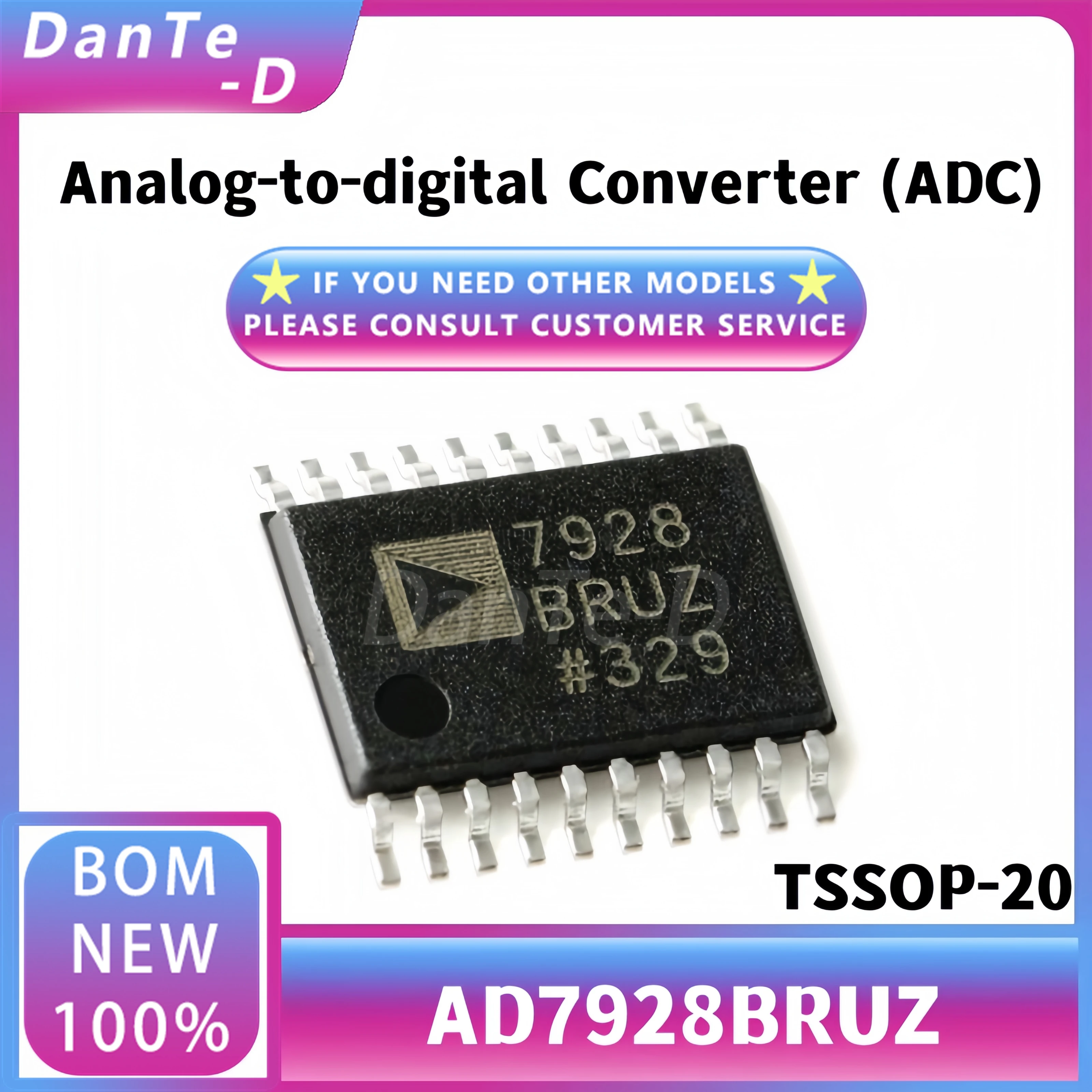 AD7928BRUZ is the original AD7928BR TSOP-20 12-bit analog-to-digital converter (ADC) chip