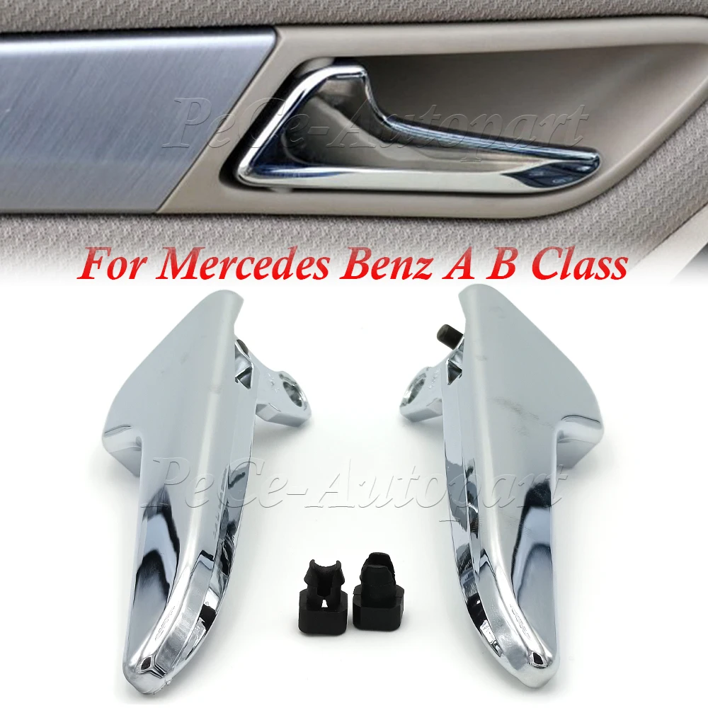 Puxadores de porta interior do carro com placa cromada, Mercedes Benz A B Class, W169, W245, esquerda, direita, frente, traseira, 1697600308, 1697600408