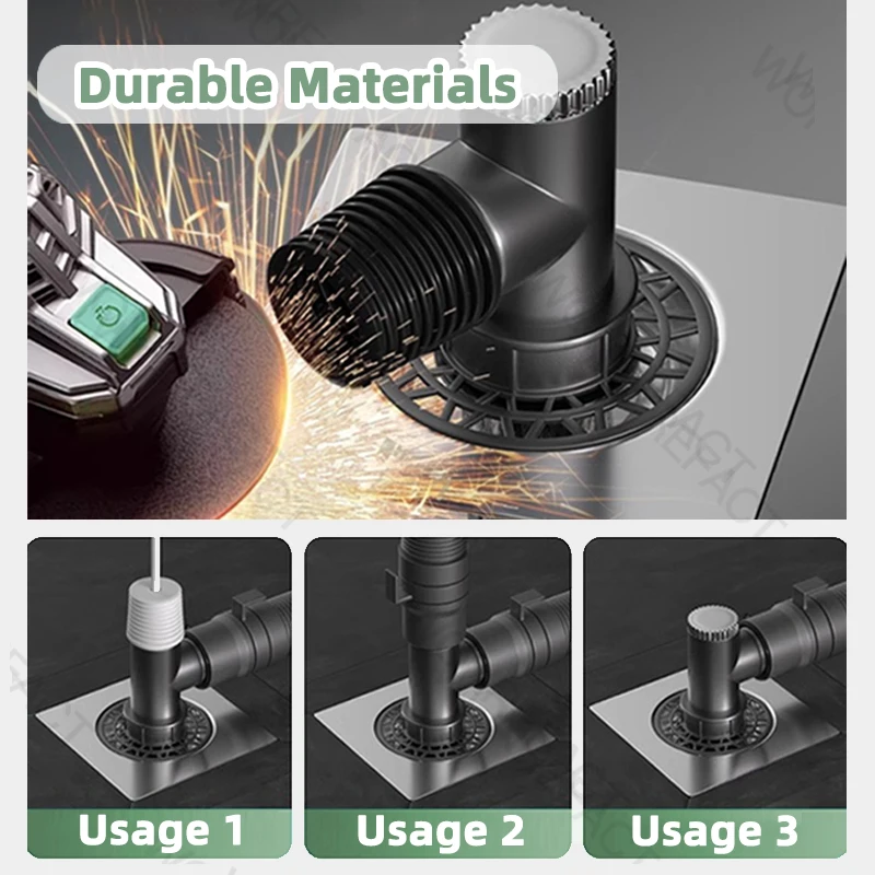 استنزاف أرضية الحمام مربع كبير مع تصريف أرضية الماسك الشعر الأساسية 304 الفولاذ المقاوم للصدأ ملحقات الحمام العالمية