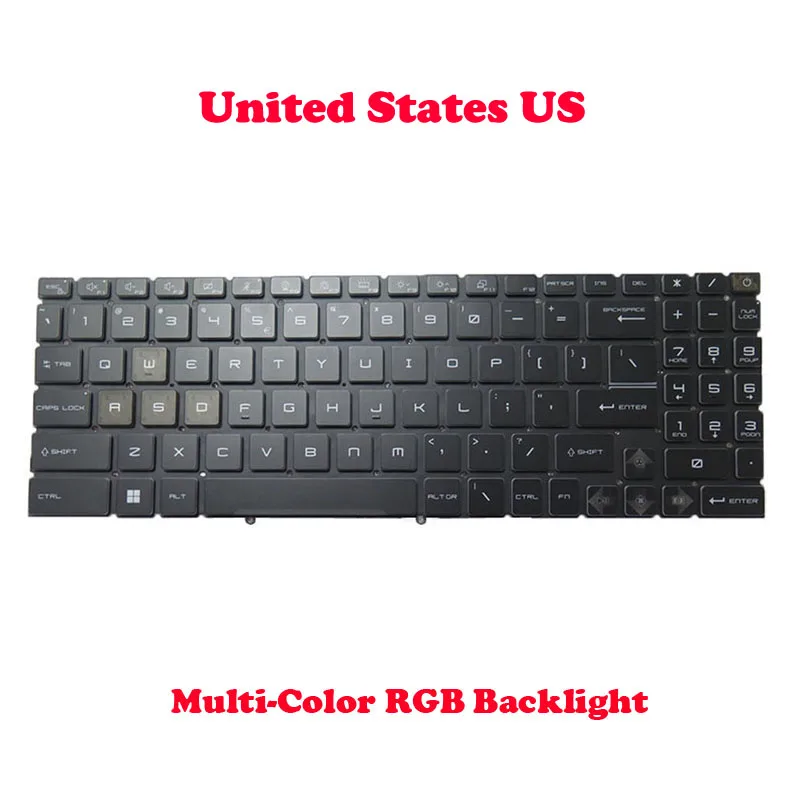 Colourful/Blue Backlit US UK RU SP JP Keyboard For MSI Vector GP78 HX 13V 13VE 13VF 13VG 13VH 13VI English US Black New