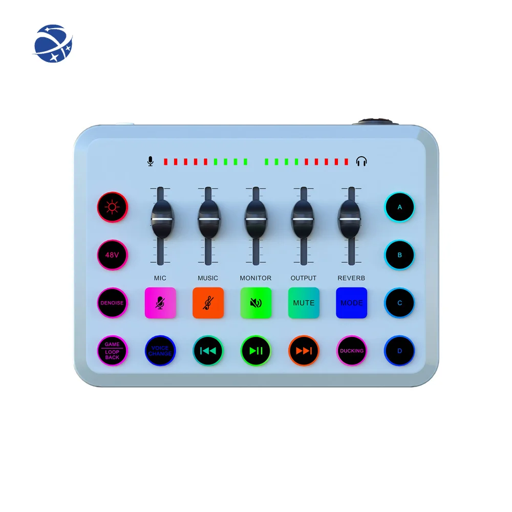 YYHC  New Design Podcast Soundboard Dj Mixer Board Live Sound Board Card Audio Karaoke Mixer for Gaming Soundcard Streaming PC