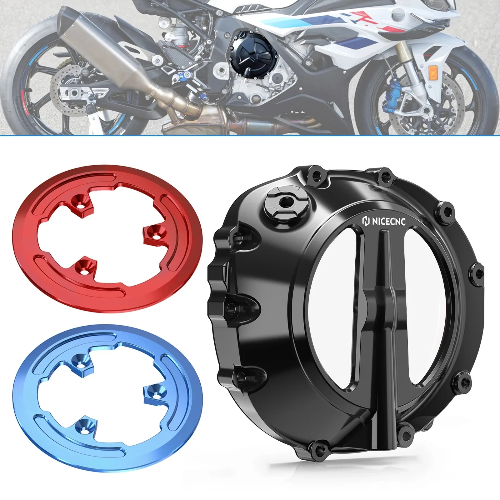 NICECNC Motorcycle Transparent Engine Clutch Cover for BMW S1000RR S1000 RR S 1000 RR 2019 2020 2021 2022 2023 2024