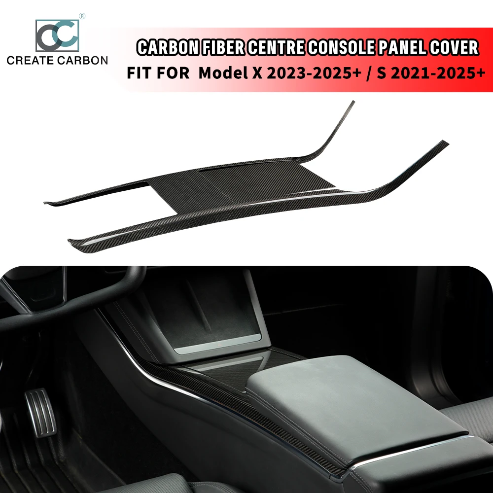 Carbon Fiber Center Console Panel Cover for Tesla Model S (2021 to 2025+) Model X (2023 to 2025+) Center Control Side Trim Cover