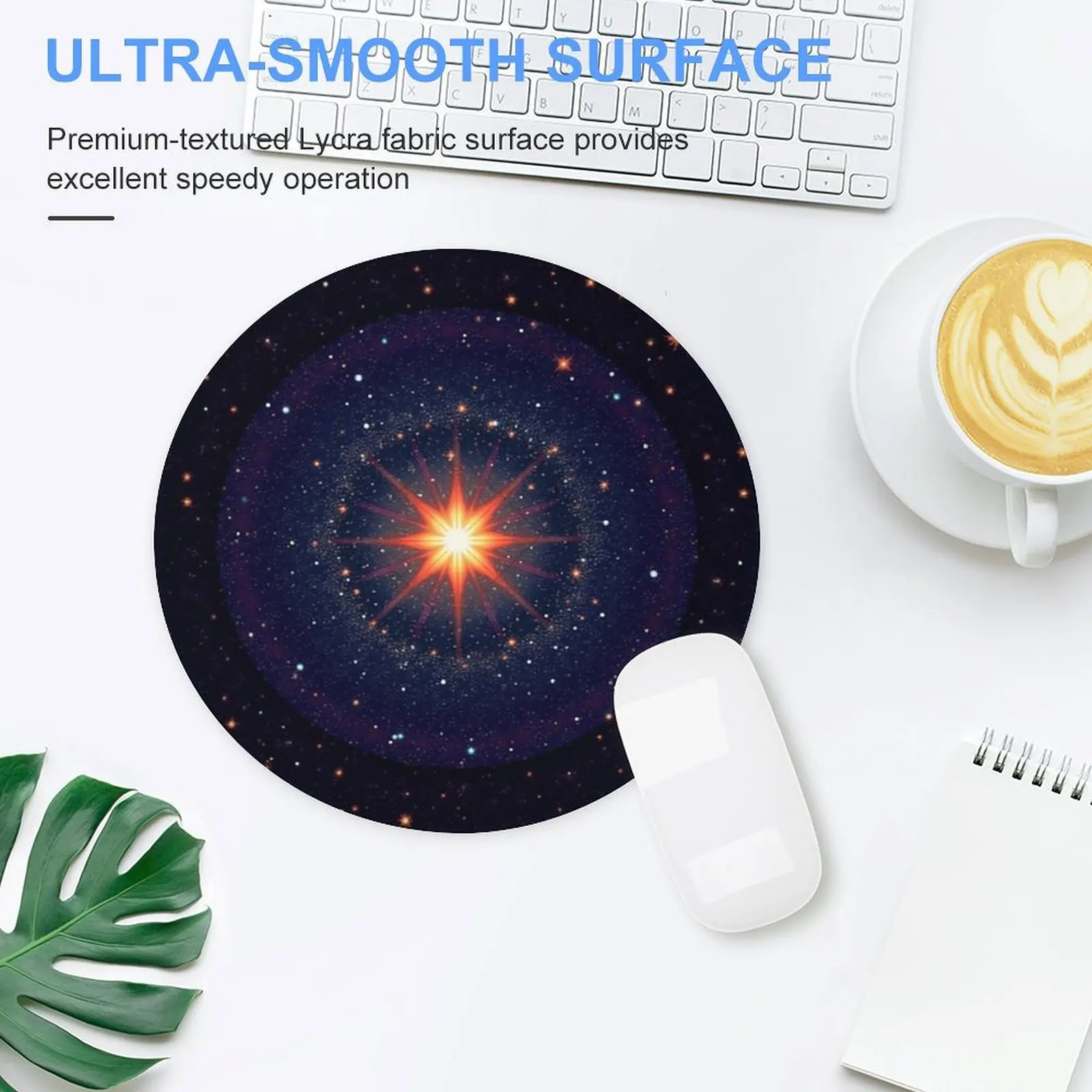 Small circular mouse pad on the desktop is a universal anti-slip surface for both office workers and gamers. It is easy to clean