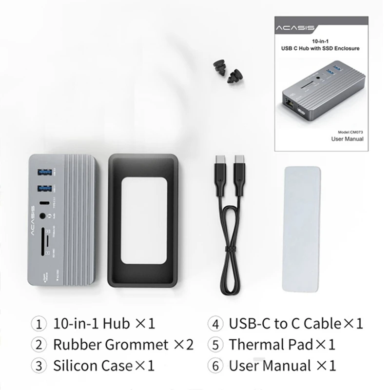 Imagem -03 - Acasis-tipo c Hub Docking Station 10 em M.2 Nvme e Sata Ngff Ssd Compatível com Hdmi Suporte 8tb Windows Mac Ipad