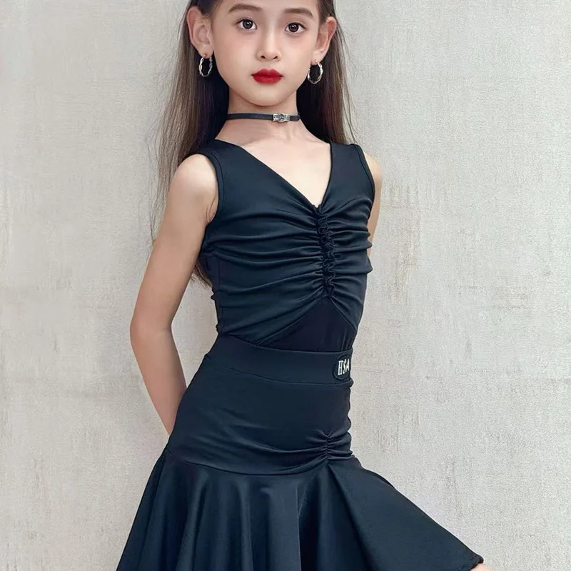 فستان رقص لاتيني للأطفال للفتيات أزياء لاتينية للفتيات تشا تشا سامبا رومبا بدلة مسابقة للأطفال ملابس رقص لمرحلة الأداء