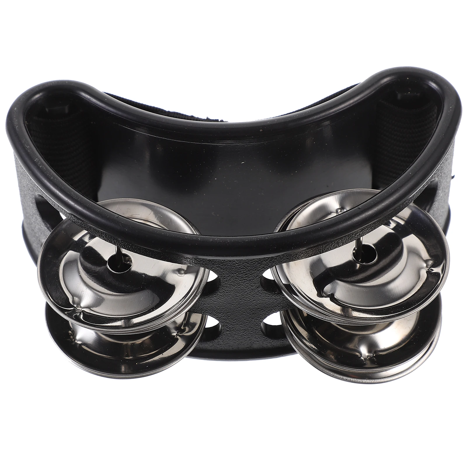 

Tambourine Percussion Musical Instrument With Metal Jingle Bells Compact Abs Body Durable Elastic Strap Comfortable Foot