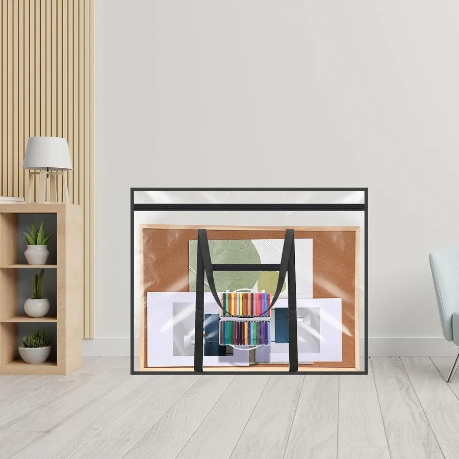 Custodia grande per portafoglio artistico Borsa portaoggetti per poster 48 x 36 con materiale in PVC e manici con cerniera Design con visione chiara per insegnanti e arte
