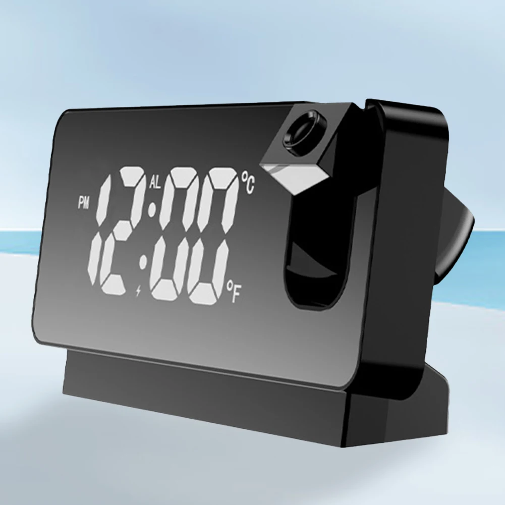 Digital Electronic Clock 180° Projector on Ceiling Projector Bedside Alarm Clock Temperature Display for Students Office Worker