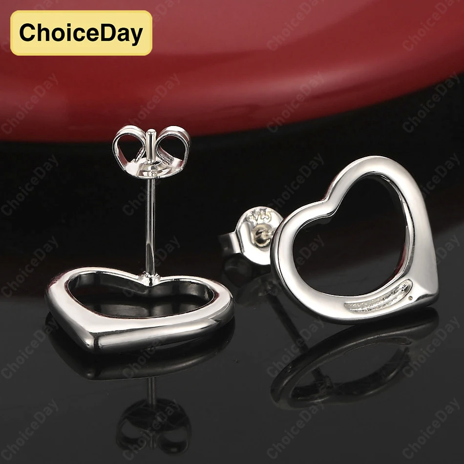 

ChoiceDay 925 Sterling Silver Exquisite Heart-Shaped Earrings for Women Charming Temperament Accessories Wedding Jewelry