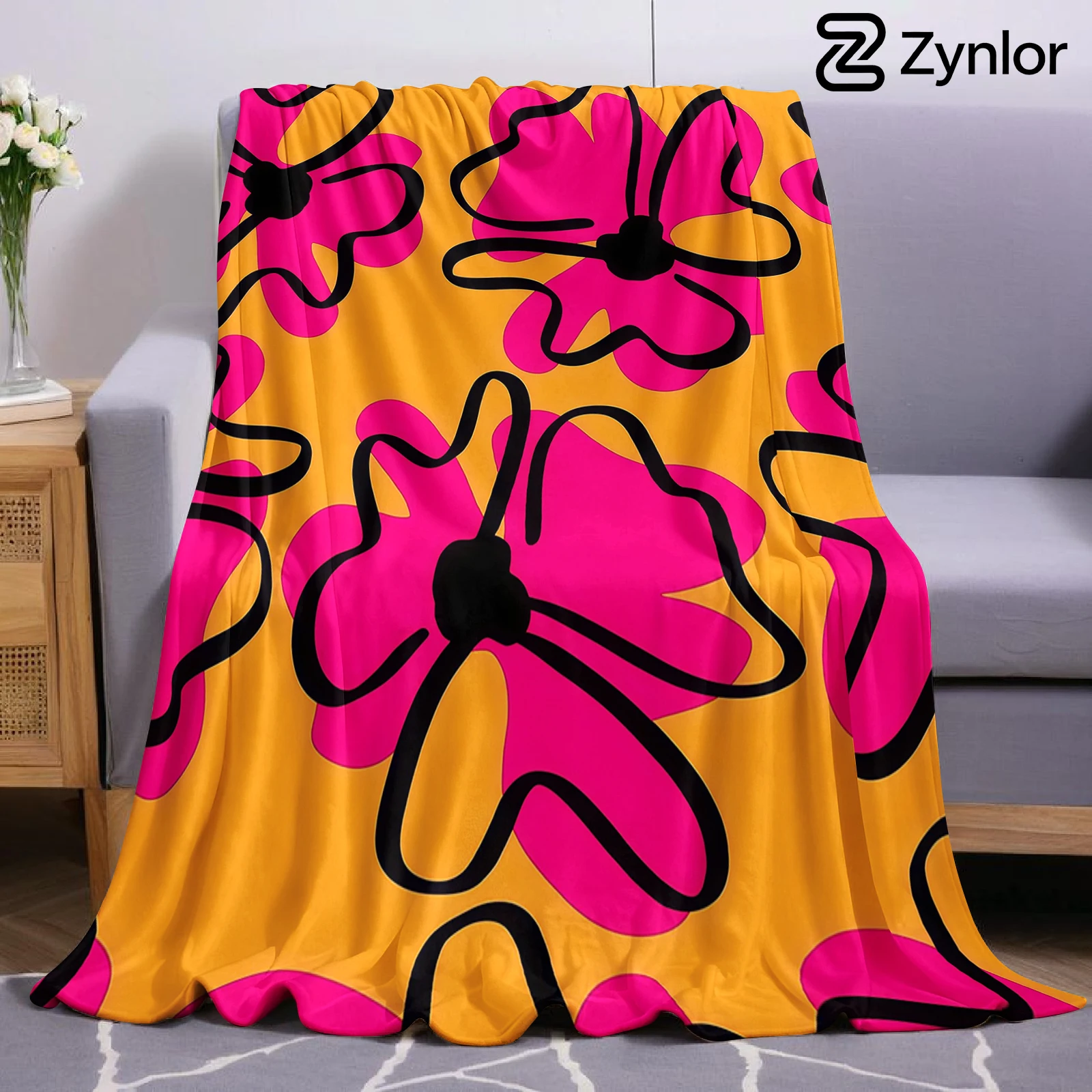 Abstract Graffiti Flower Halloween Flannel Fleece Blanket Fluffy Warm Cozy Throw for Sofa Bedroom Home Holiday Decoration Gift