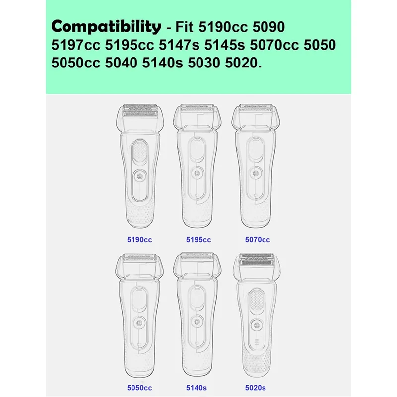 

52S Shaver Head For Braun Electric Shaver S5 Wet And Dry Replacement Foil And Cutter 5190Cc 5090 5020-Y48A