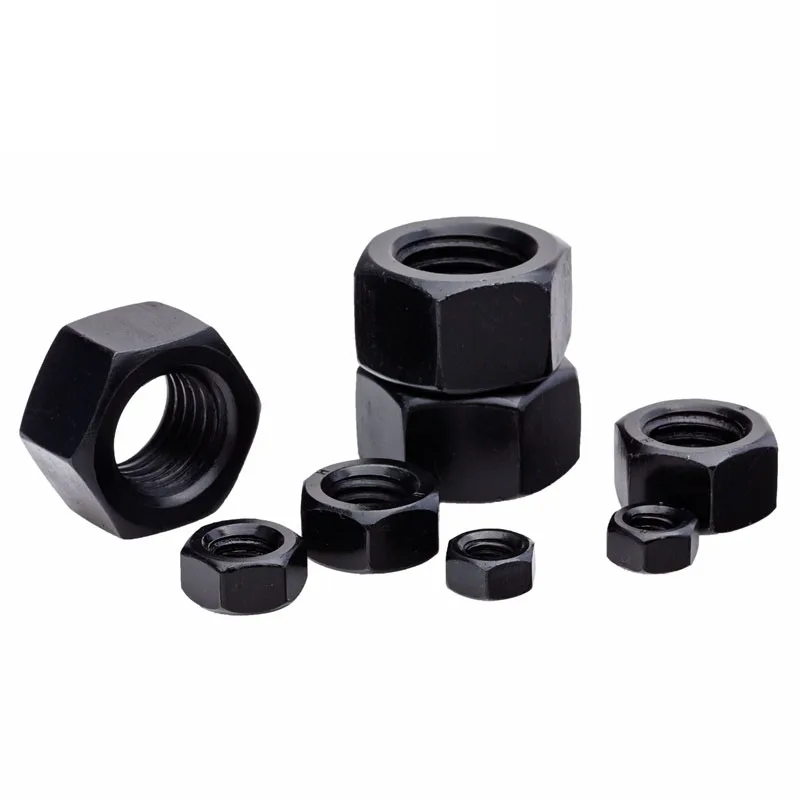 Black Carbon Steel Nuts Hexagon Hex Nut Fine Thread M8x1 M10x1 M10x1.25 M12x1 M12x1.25 M12x1.5 M14x1.5 M16x1.5 M18x1.5 M20x1.5