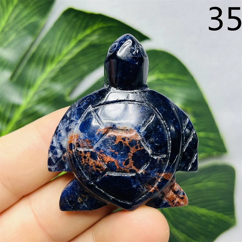Natural Stone Ocean Spirit Sea Turtle Blue Sodalite Hackmanite Sunstone Hand-carved Home Room Garden Decoration Festival Gift