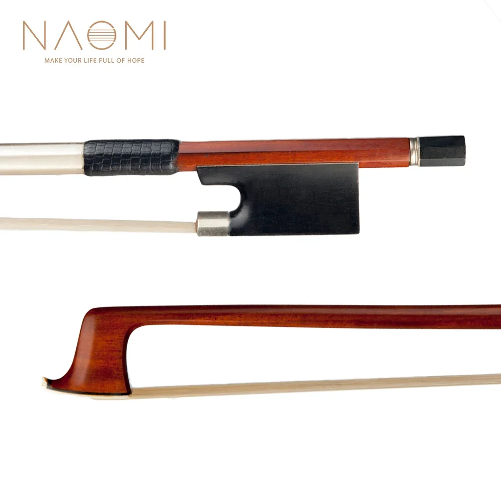 

Naomi 4/4 Violin Bow Brazilwood Bow Round Stick Lizard Skin Grip White Mongolia Horsehair Student Bow