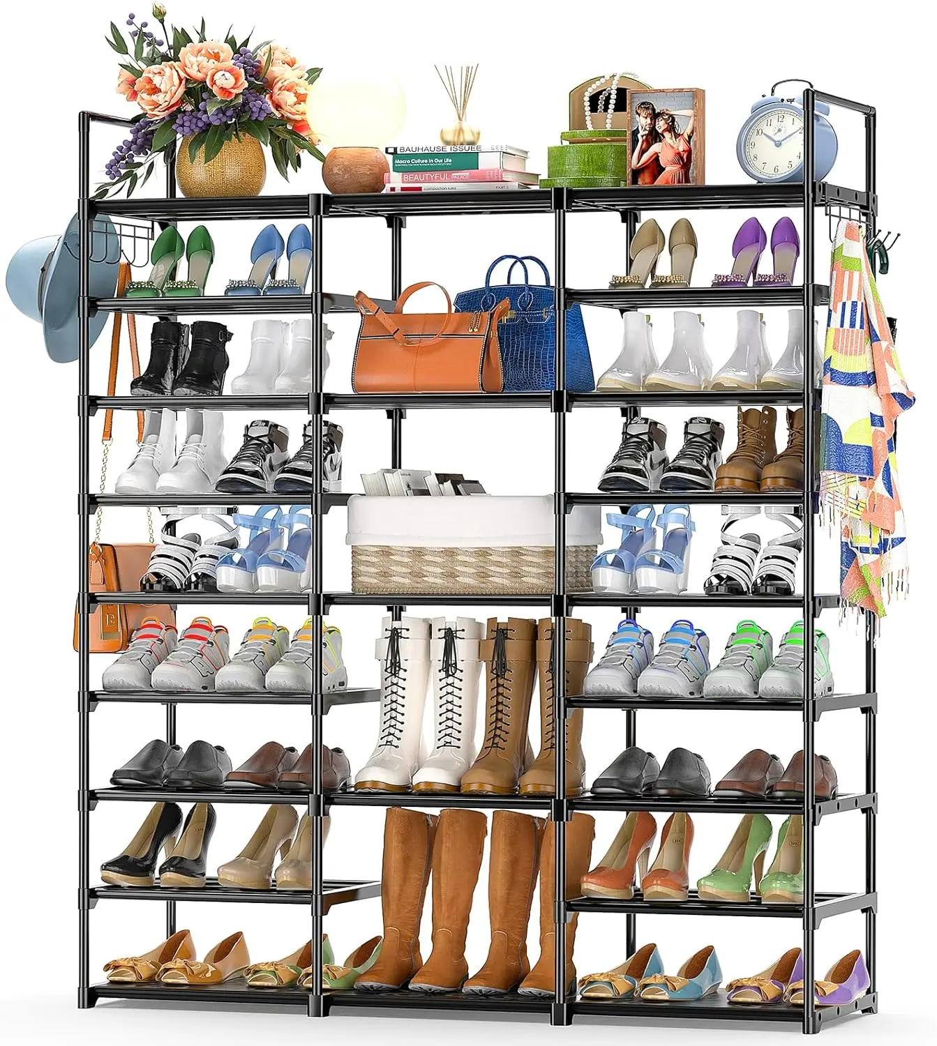

9-Tier Metal Shoe Rack for 50-55 Pairs - Space-Saving Storage Shelf